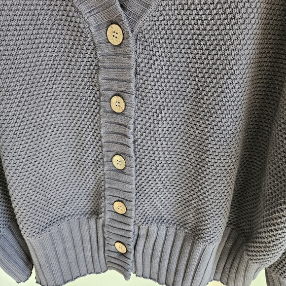 Free People Gray Waffle Knit Oversized Hailee Cardigan Sweater - Picture 5 of 14